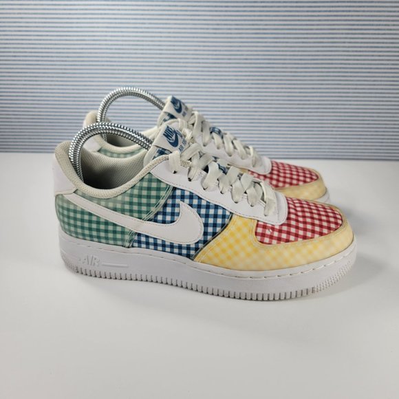 Nike Shoes - Nike RARE Air Force 1 Low QS Gingham Pack Print Platform Sneakers Size 6…
